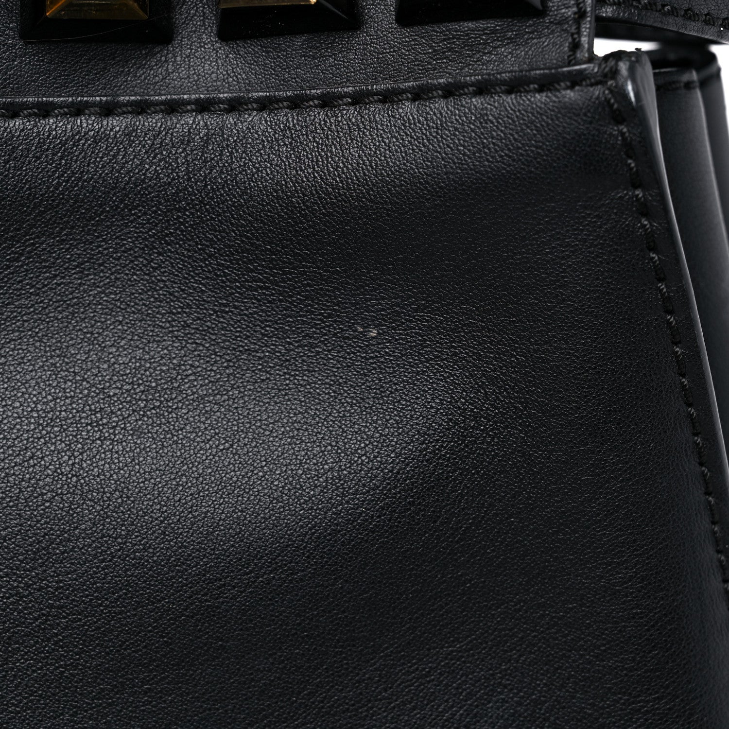 Fendi Vitello Seta Gold Studded Medium Peekaboo Iconic Satchel Black 14 of 17