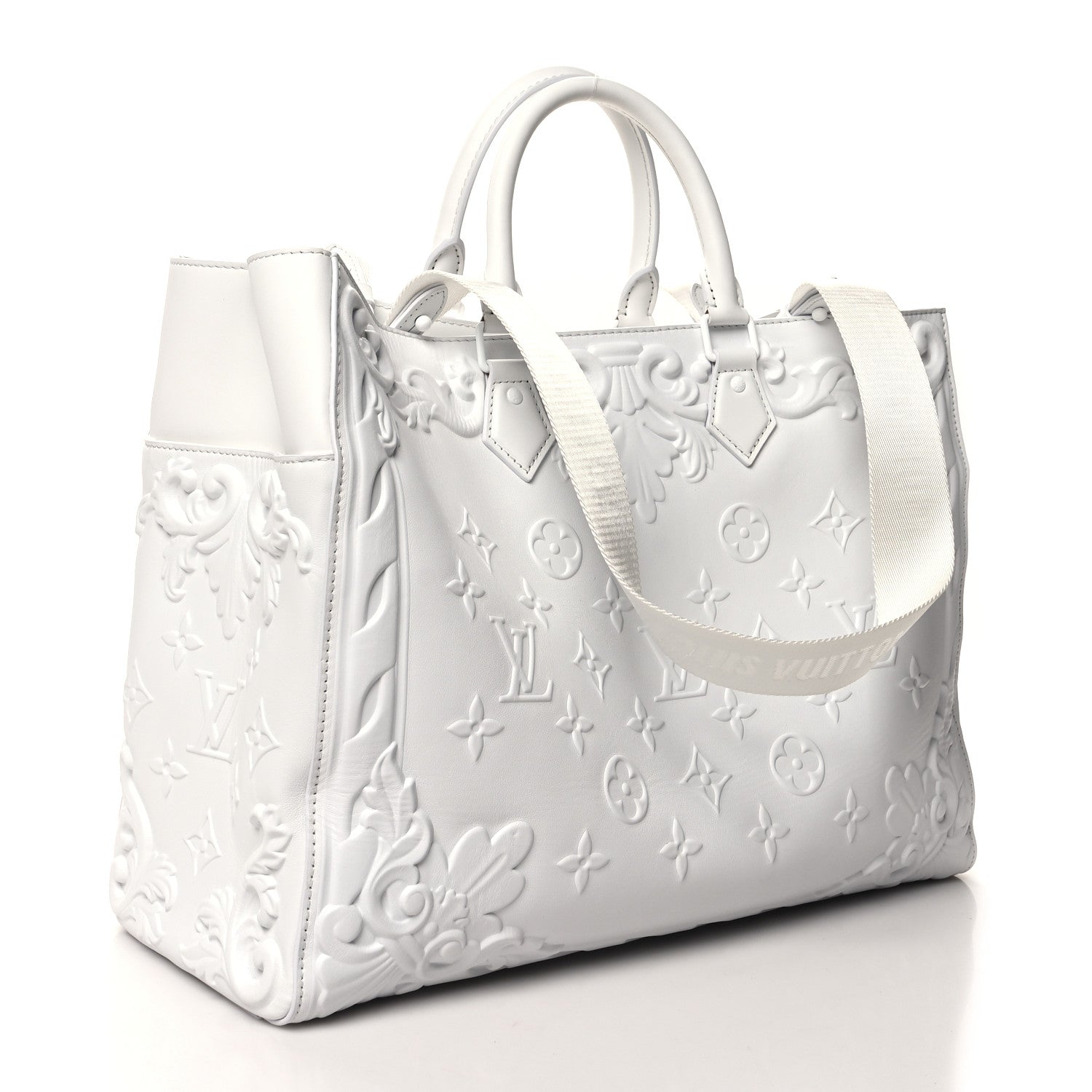 Louis Vuitton Calfskin LV Ornament Sac Plat 24H Optic White 3 of 9