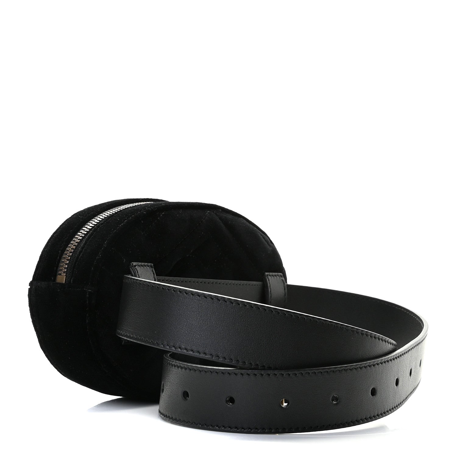 Gucci Velvet Matelasse GG Marmont Belt Bag 85 34 Black 3 of 9