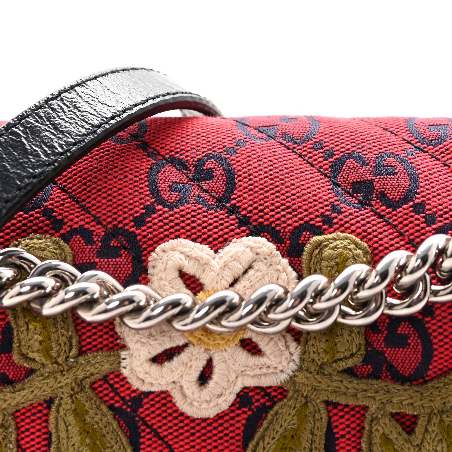 Gucci Monogram Multicolor Matelasse Diagonal Floral Embroidered