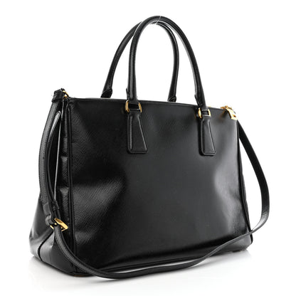 Prada Saffiano Vernice Medium Double Zip Tote Black 4 of 12