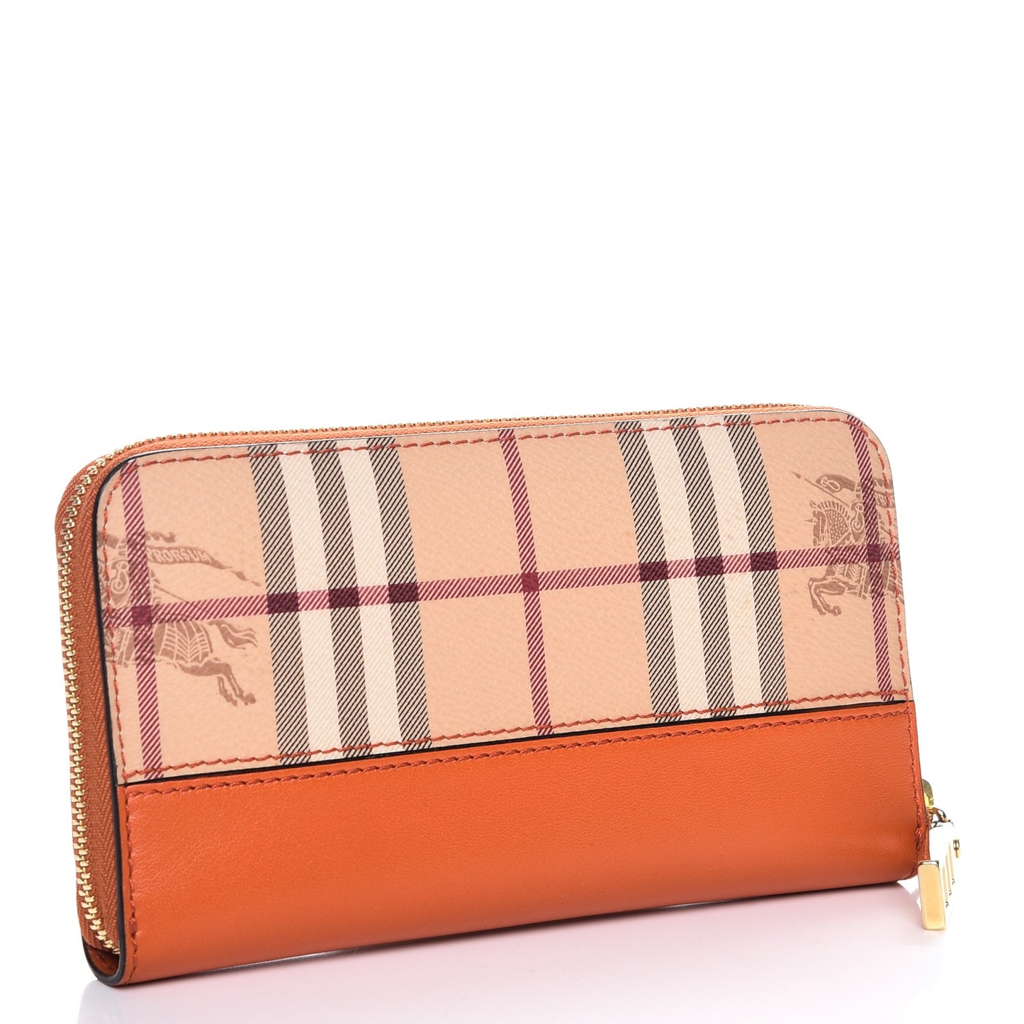 Haymarket Check Large Ziggy Zip Around Wallet Burnt Amber