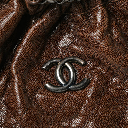 Chanel Distressed Glazed Caviar Quilted Medium Elastic Tote Brown 14 of 14