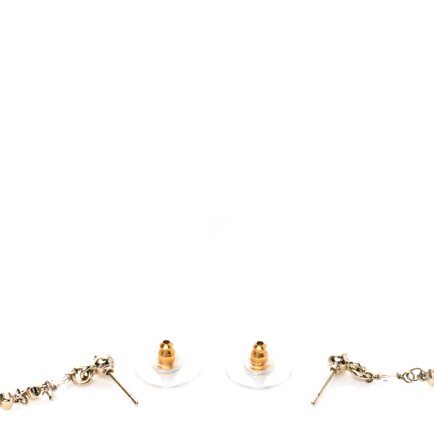 Chanel Pearl Crystal CC Tweed Drop Earrings Gold Pink Pearly White 3 of 3