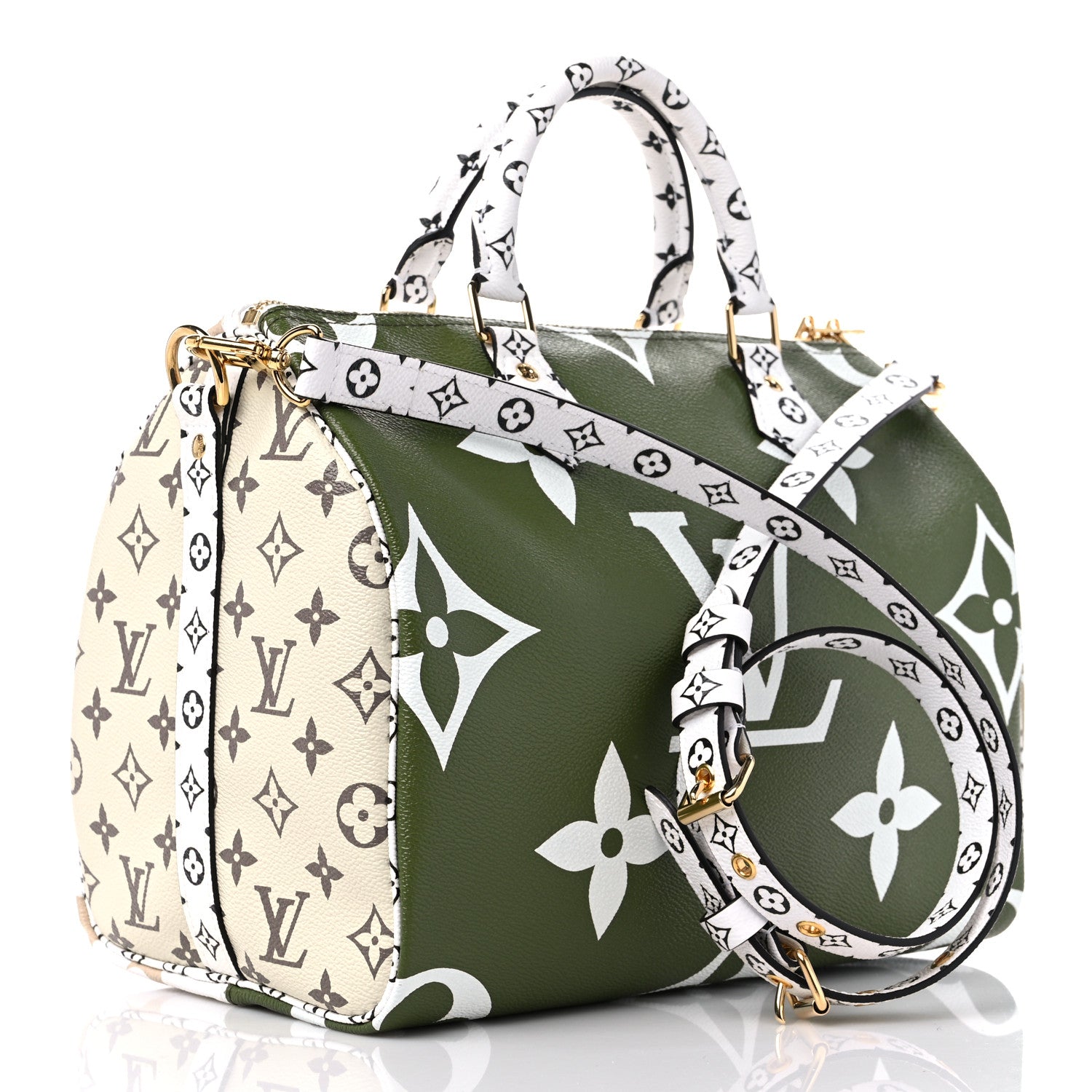 Louis Vuitton Monogram Giant Speedy Bandouliere 30 Kaki Beige 3 of 8