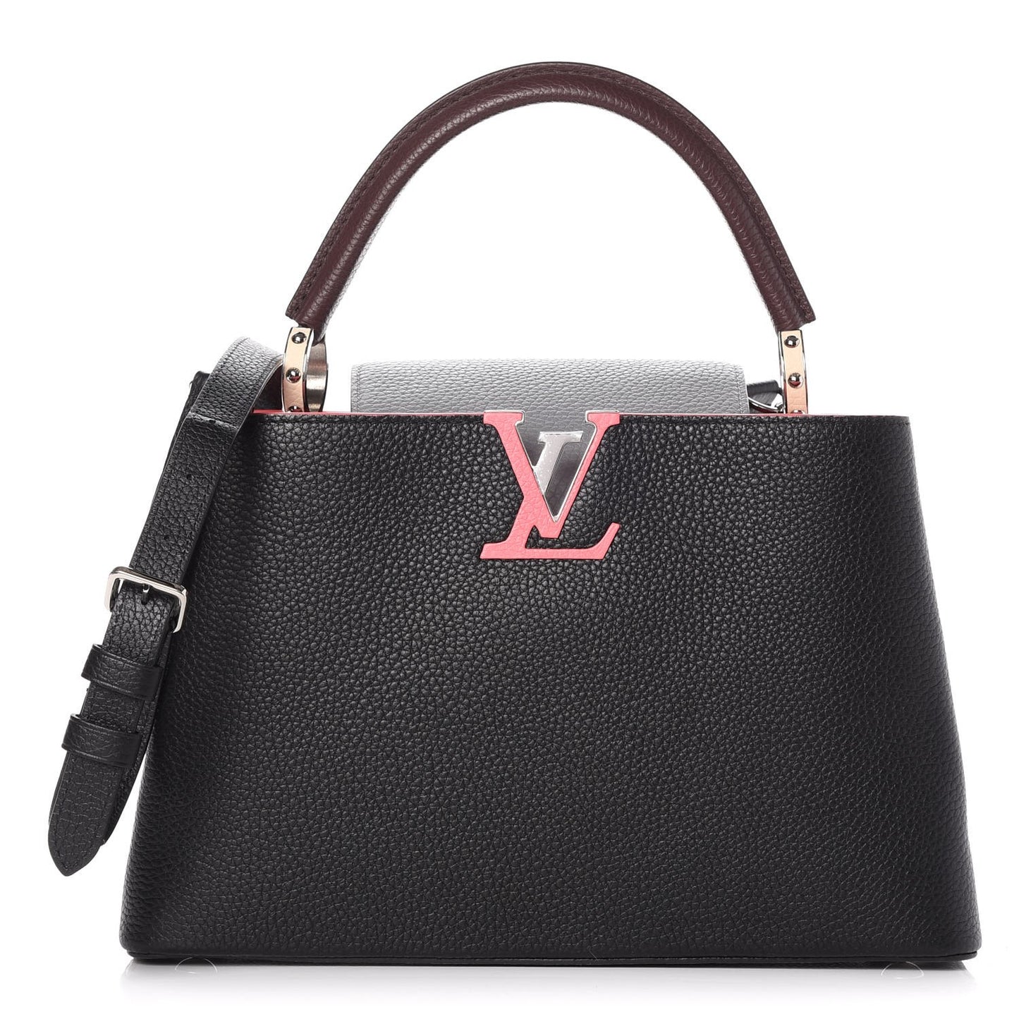 Taurillon Capucines PM Black Corail Gris