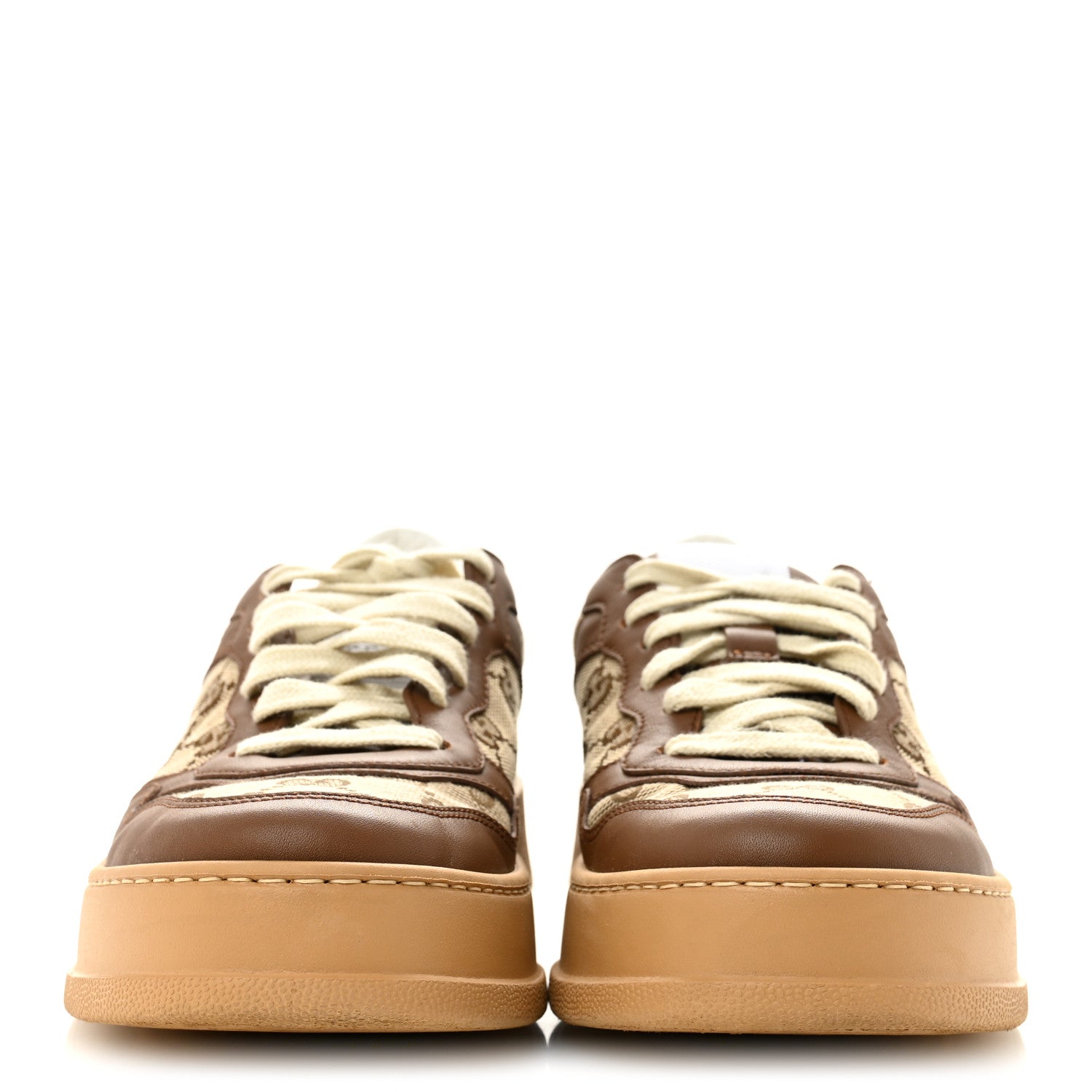 Gucci Calfskin GG Monogram Womens Platform 55mm Sneakers 38.5 Hezelnut Beige Ebony Mystic White 3 of 10