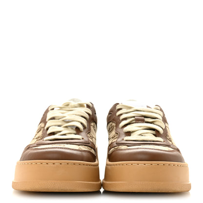 Gucci Calfskin GG Monogram Womens Platform 55mm Sneakers 38.5 Hezelnut Beige Ebony Mystic White 3 of 10