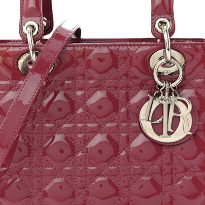 Christian Dior Patent Cannage Medium Lady Dior Dark Pink 8 of 16
