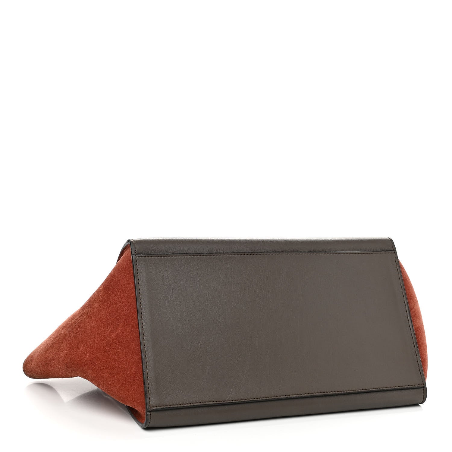 Celine Smooth Calfskin Suede Medium Tri-Color Trapeze Terracotta 3 of 9