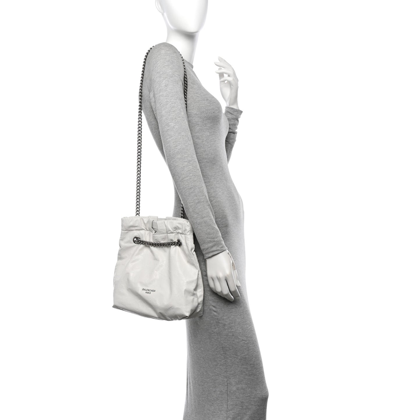Crushed Calfskin Crush XS Chain Tote Optic White