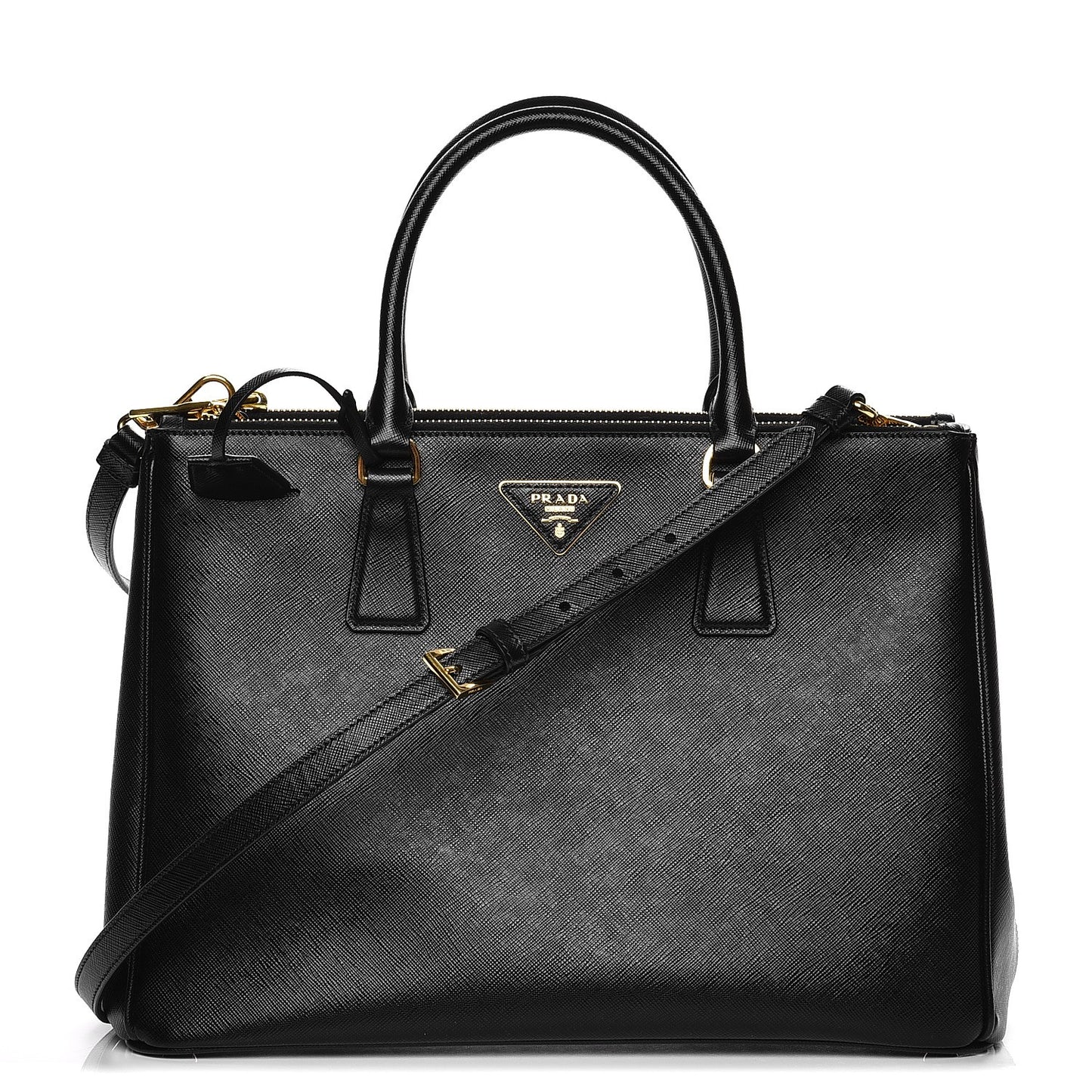 Saffiano Medium Galleria Double Zip Tote Black