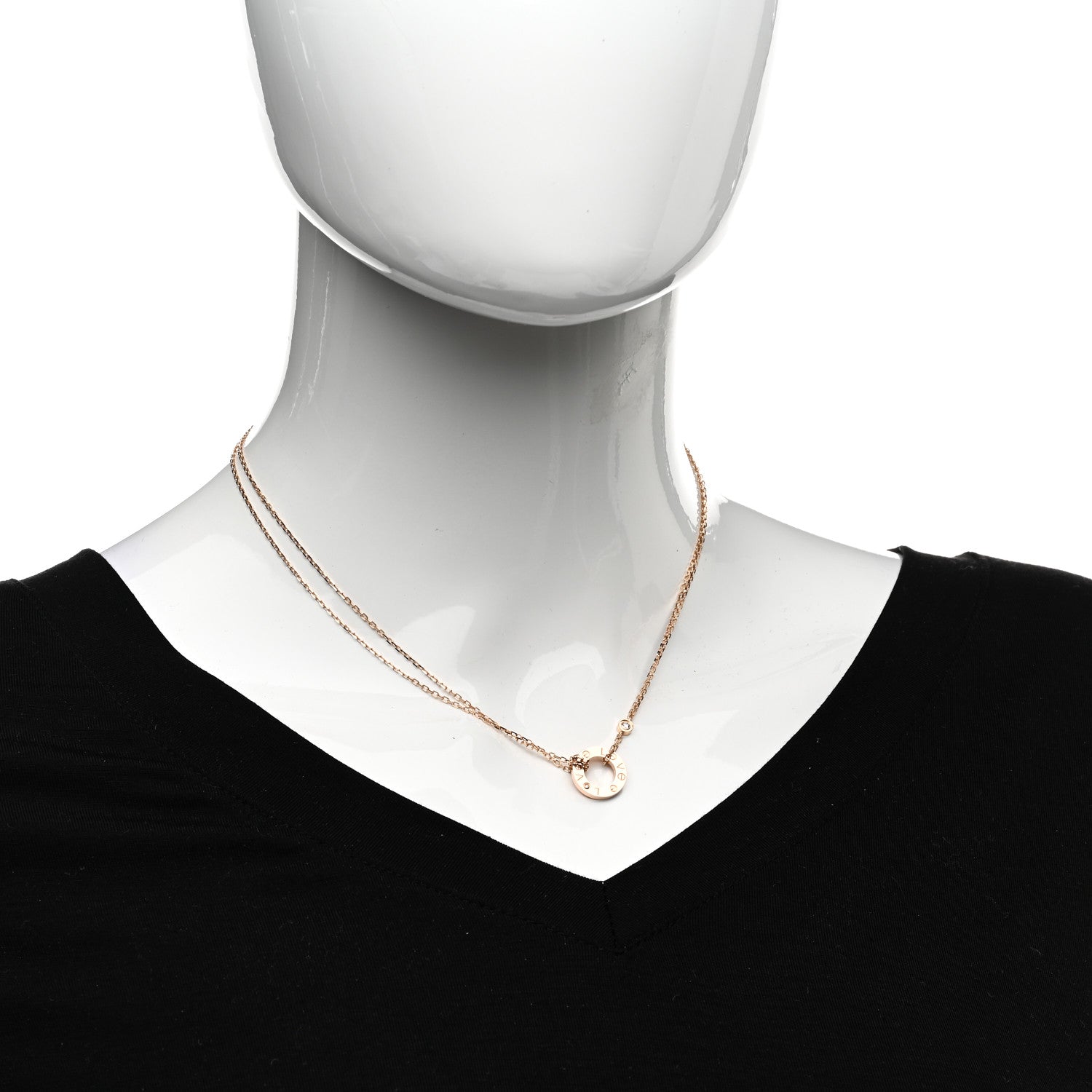 Cartier 18K Pink Gold 2 Diamond LOVE Necklace 2 of 5