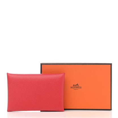 Hermes Epsom Calvi Card Case Bougainvillea 8 of 8