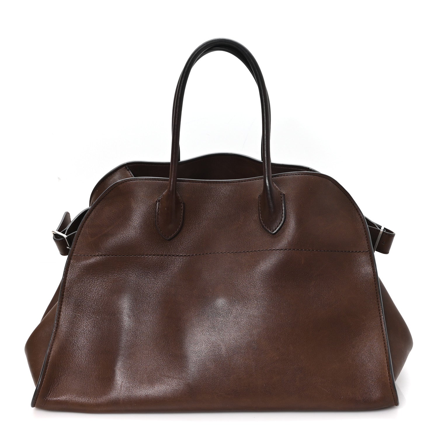 The Row Polished Saddle Calfskin Soft Margaux 15 Chestnut 1 of 10