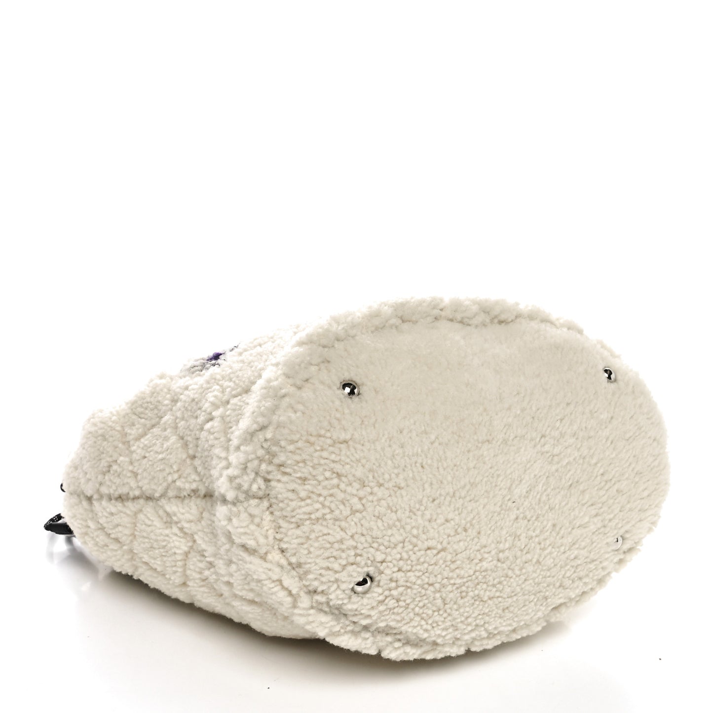 Shearling Sheepskin Tweed Large Coco Neige Tote White Black