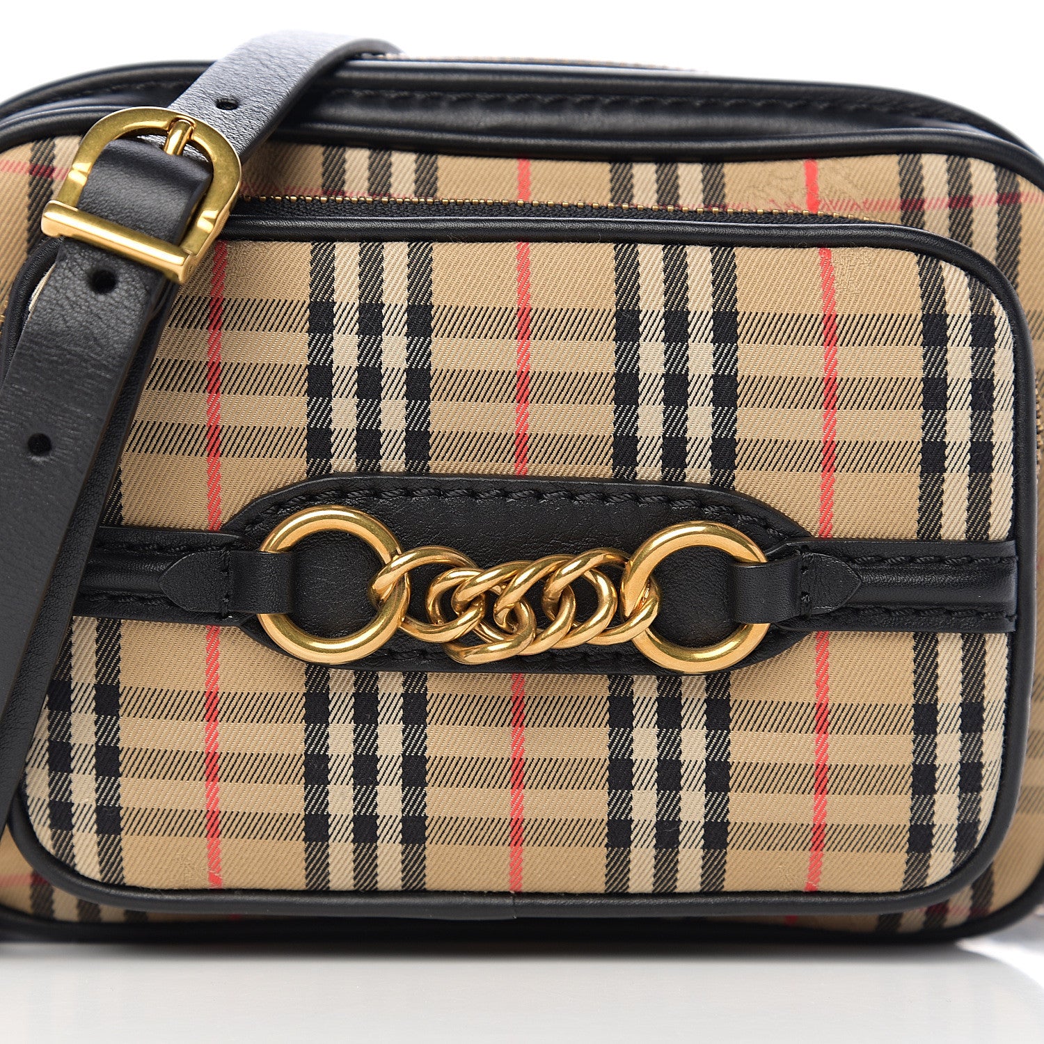 Burberry 1983 Knight Check Smooth Calfskin Link Camera Bag Black 9 of 9