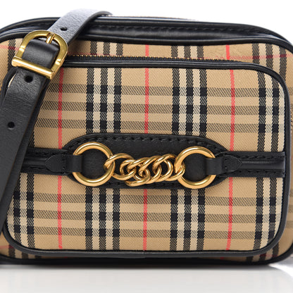Burberry 1983 Knight Check Smooth Calfskin Link Camera Bag Black 9 of 9