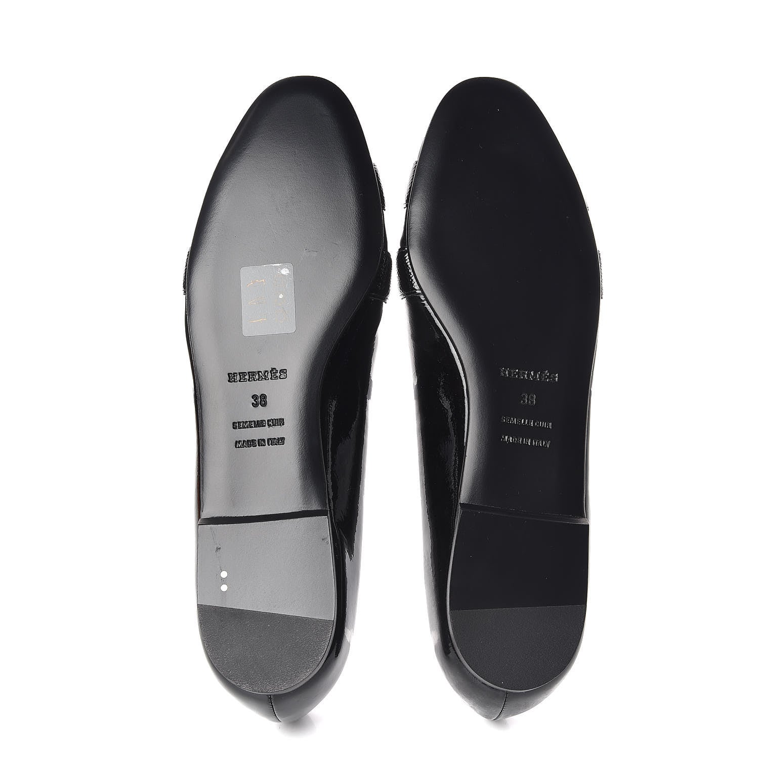 Hermes Patent Epsom Nice Ballerina Flats 38 Black 5 of 9
