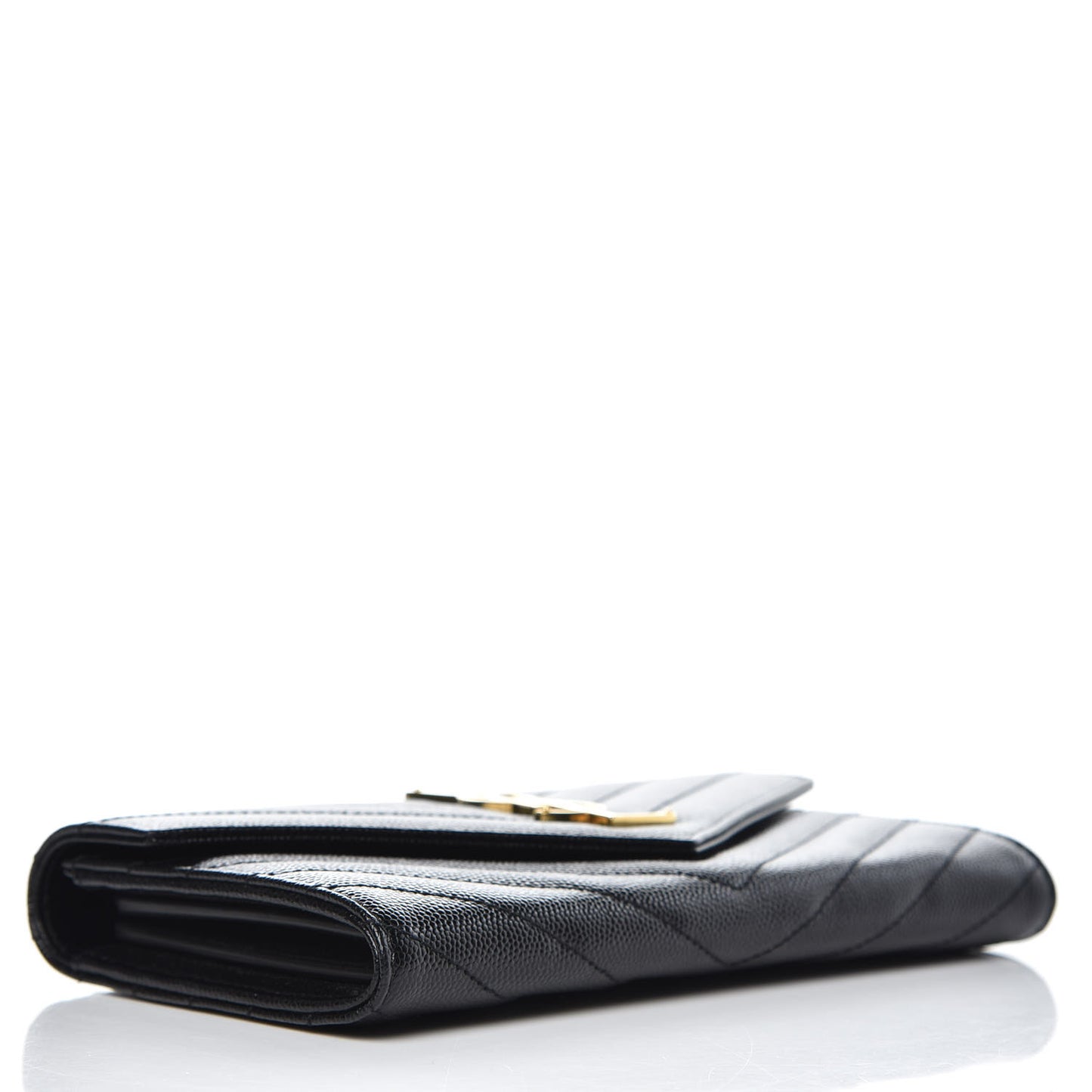 Grain De Poudre Matelasse Chevron Monogram Flap Wallet Black