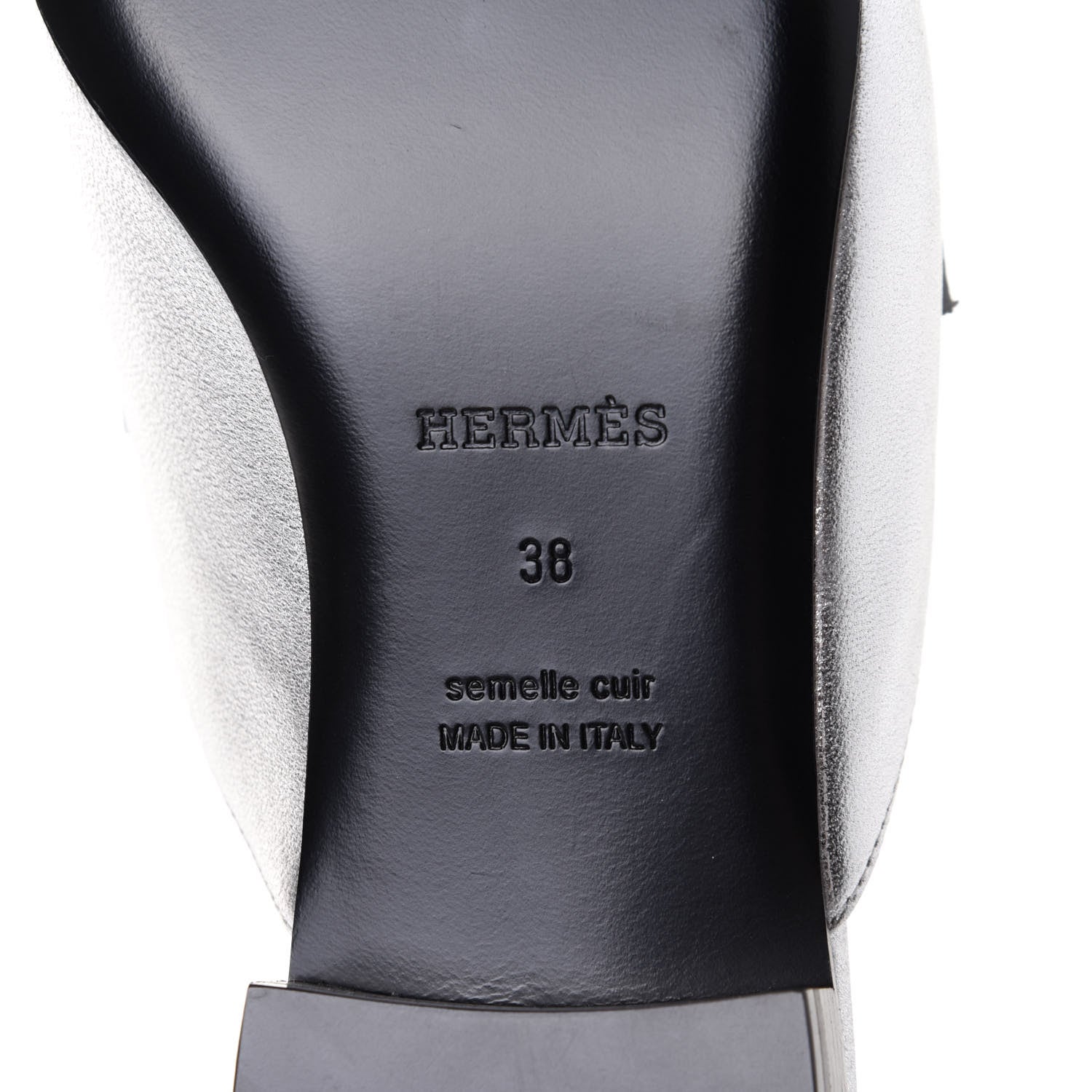 Hermes Metallic Nappa Trocadero Mule 38 Gris Argento 8 of 10