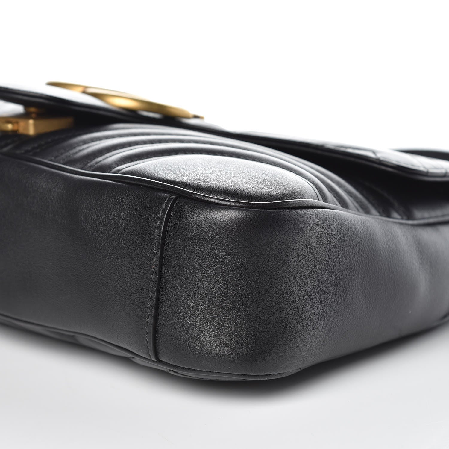 Gucci Calfskin Matelasse Medium GG Marmont Shoulder Bag Black 9 of 11