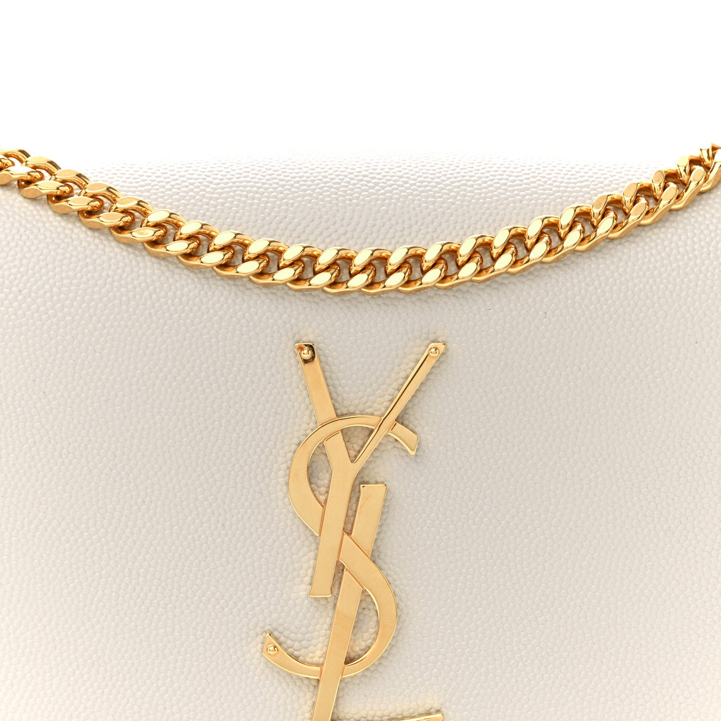 SAINT LAURENT Grain De Poudre Small Monogram Kate Satchel Crema Soft