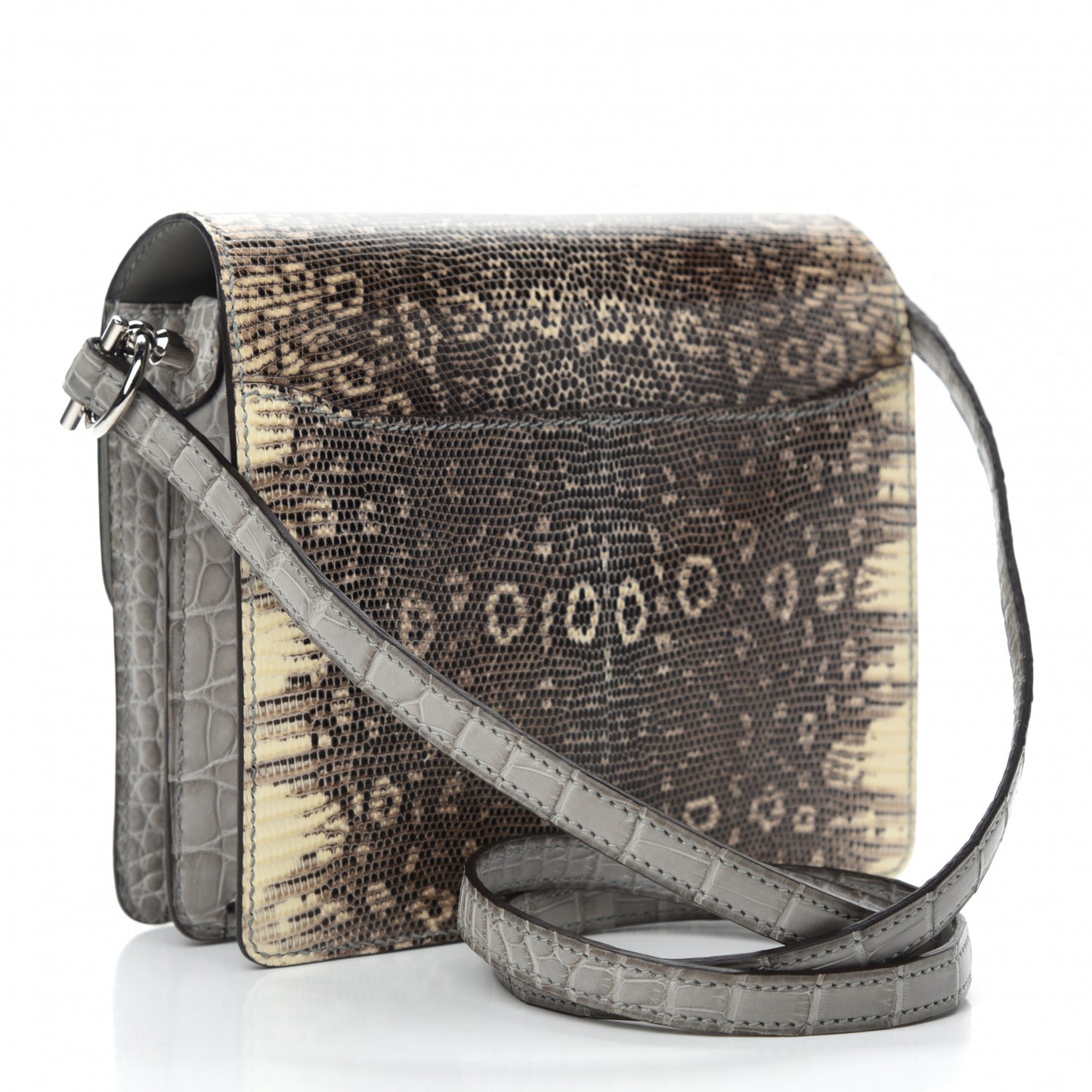 Matte Alligator Lizard Mini Sac Roulis Ombre Gris Perle