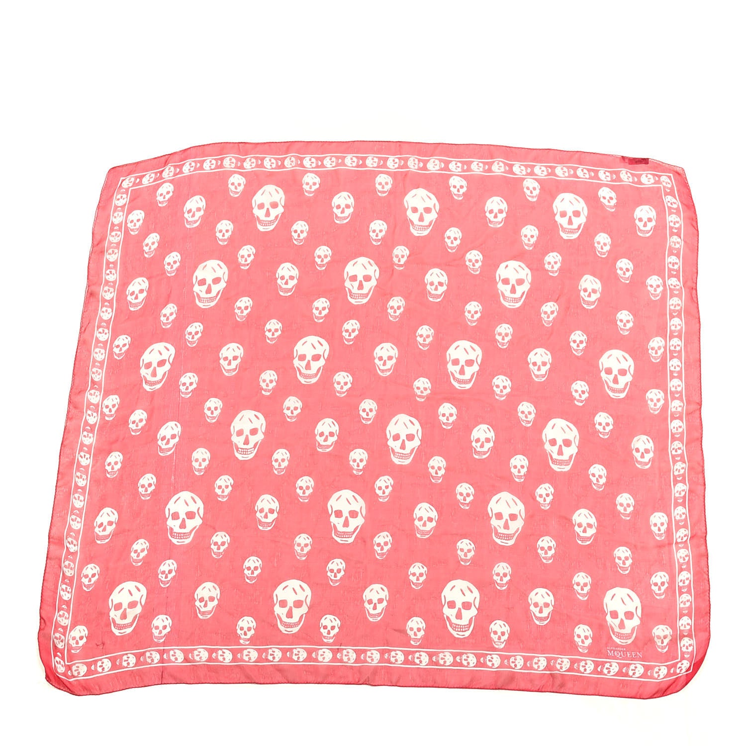 Alexander McQueen Silk Chiffon Skull Scarf Red White 1 of 3