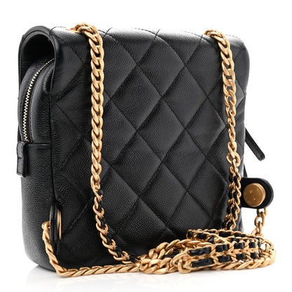 Chanel Shiny Caviar Quilted Chain Melody Backpack Black 3 of 10