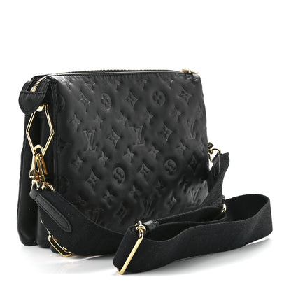 Louis Vuitton Lambskin Embossed Monogram Coussin PM Black 3 of 11
