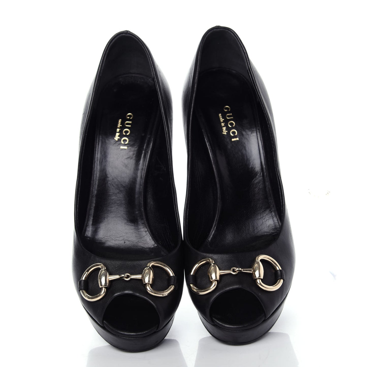 Nappa Horsebit Peep Toe Platform High Heel Pumps 36 Black