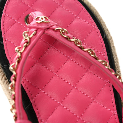 Chanel Lambskin Chain CC Thong Espadrille Sandals 35 Pink 10 of 11
