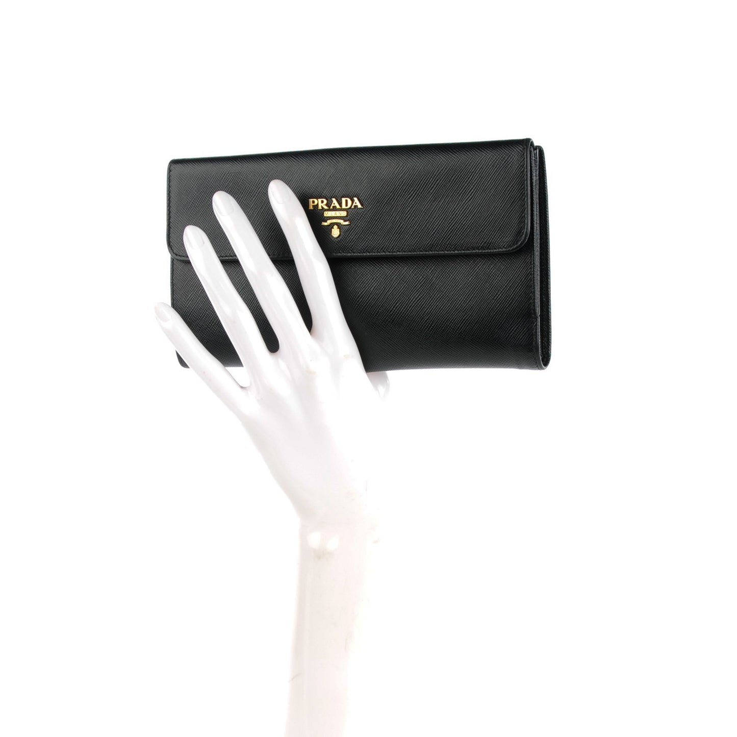 Saffiano Metal Continental Flap Wallet Nero Black