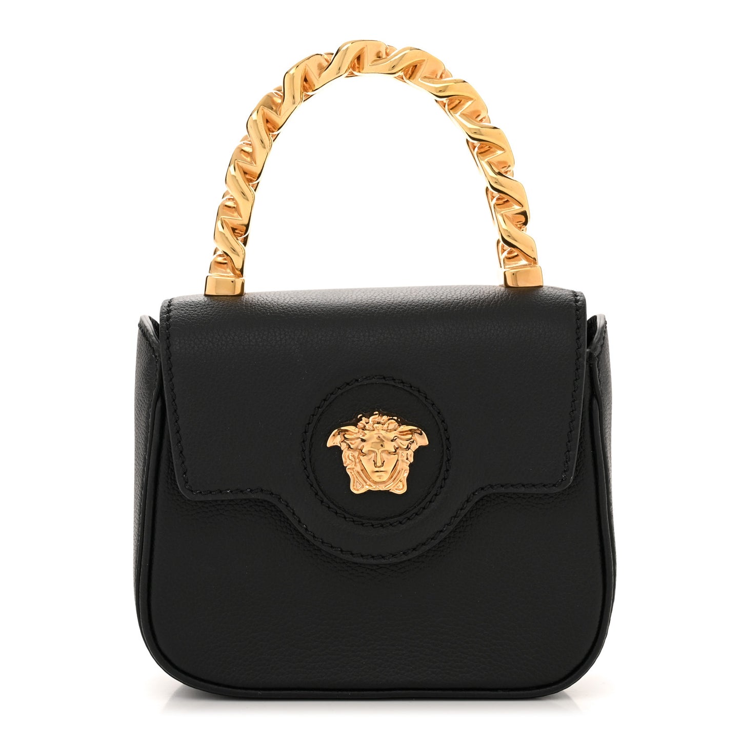 Grained Calfskin Mini La Medusa Bag Black