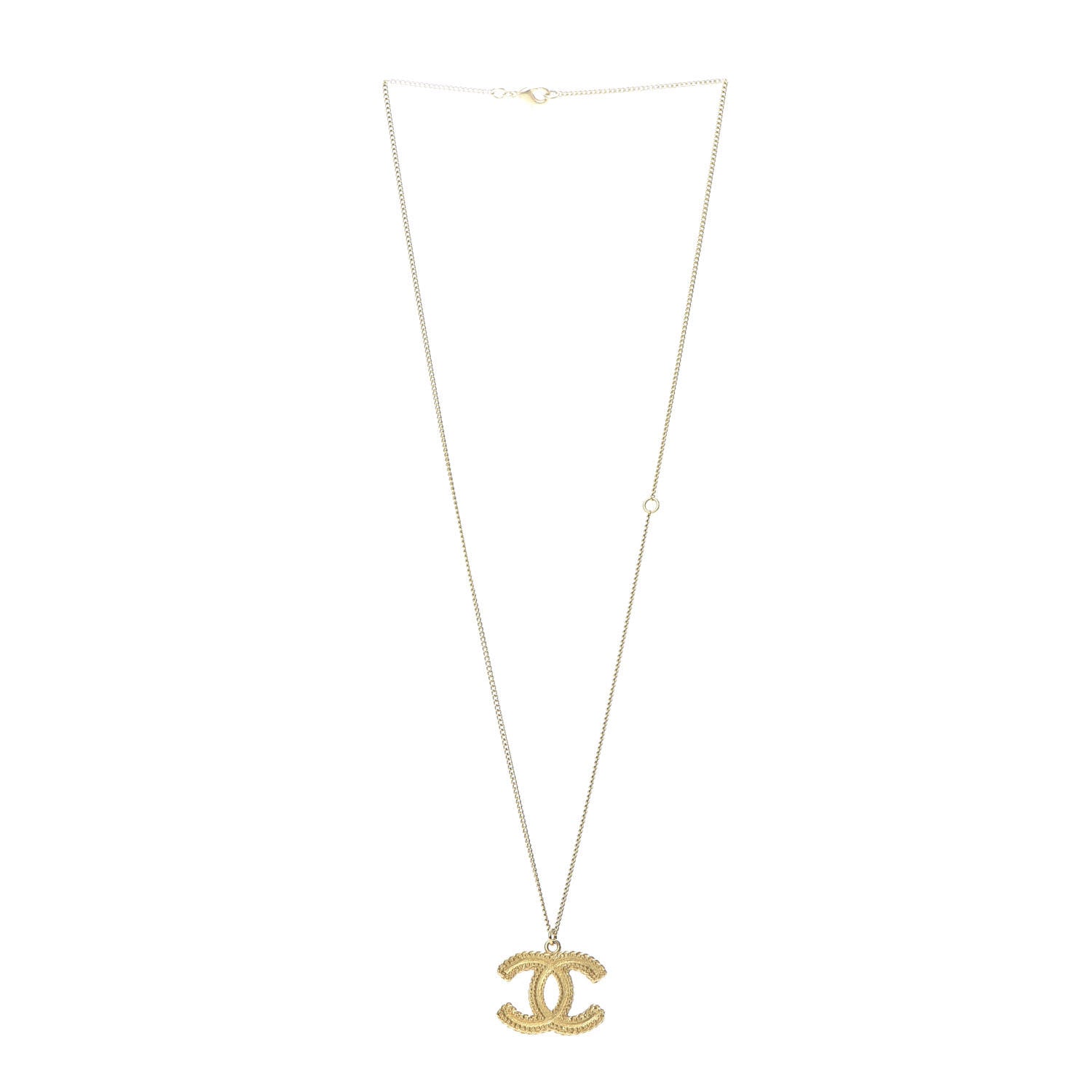 Chanel Metal CC Necklace Matte Gold 3 of 5