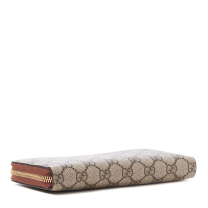 Gucci GG Supreme Monogram Cuoio Toscano Zip Around Wallet Beige Ebony Cuir 3 of 9
