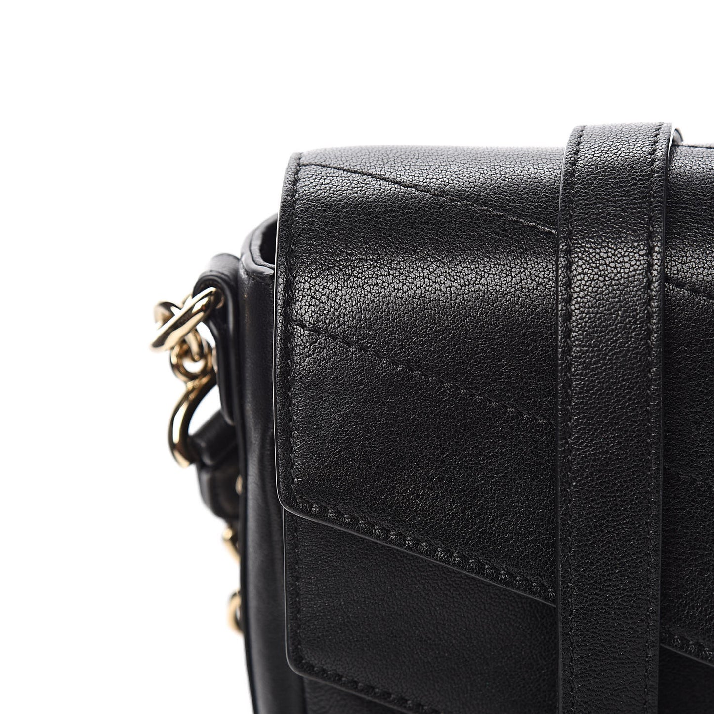 Sheepskin Chevron Quilted Mini Double Chevron Flap Black