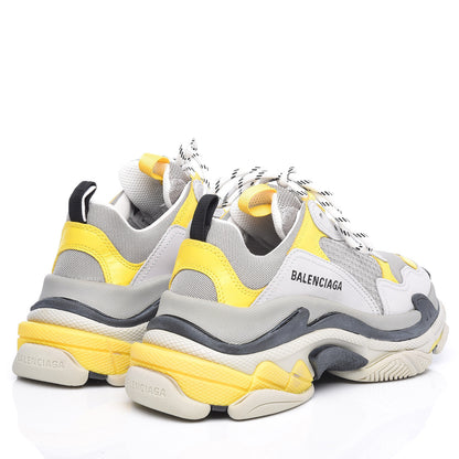 Balenciaga Fabric Mesh Womens Triple S Sneakers 38 Yellow Grey White 4 of 8