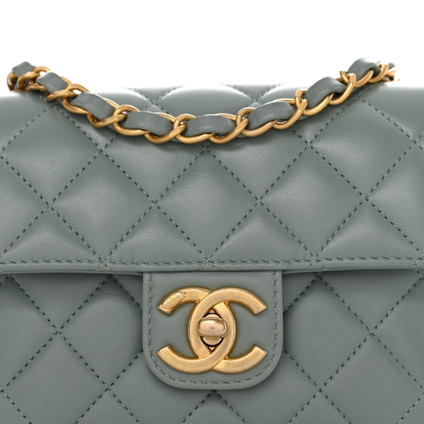 Lambskin Quilted Casino Chips Mini Square Flap Grey