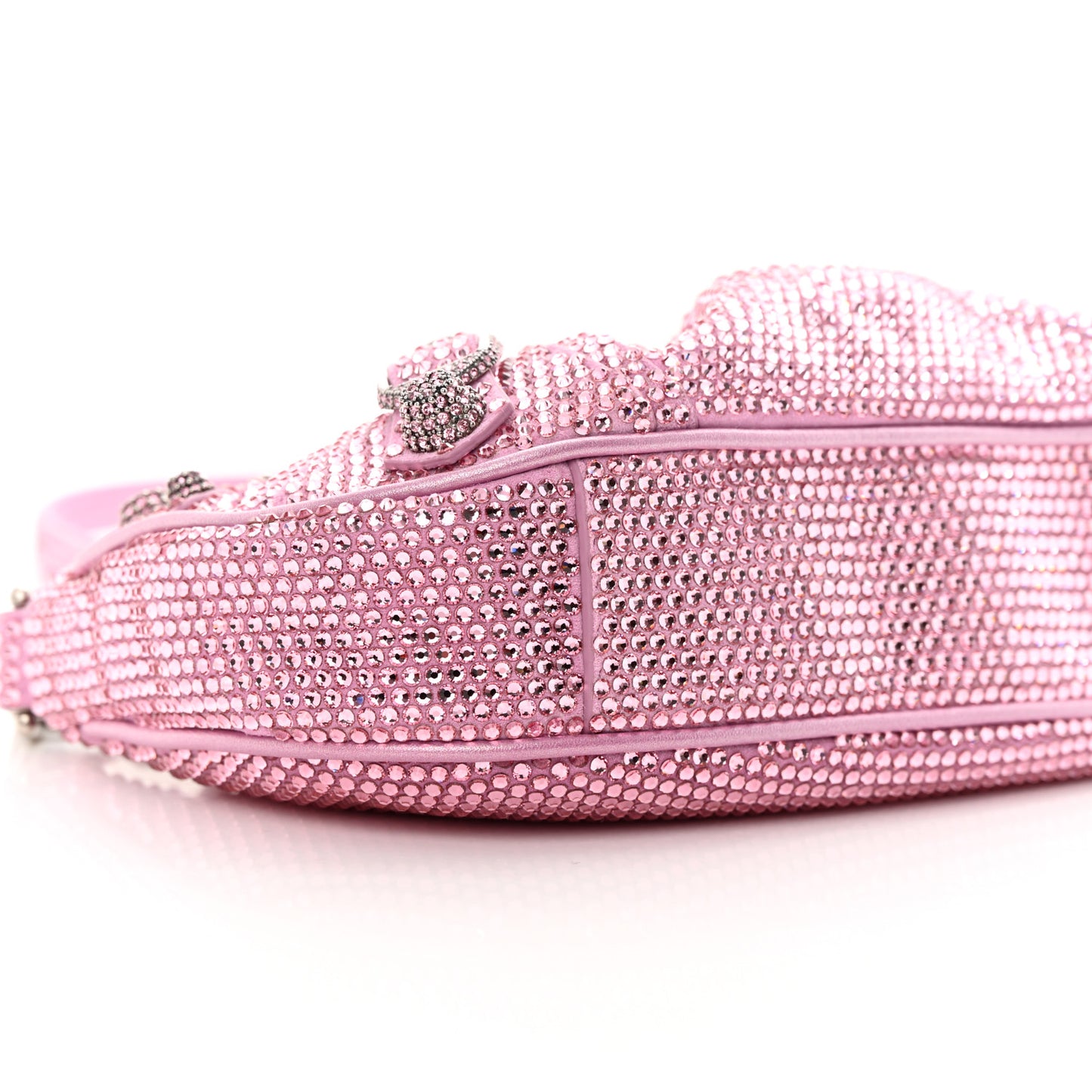 Strass Suede Metallic Nappa Le Cagole Mini Purse With Chain Taffy Light Pink