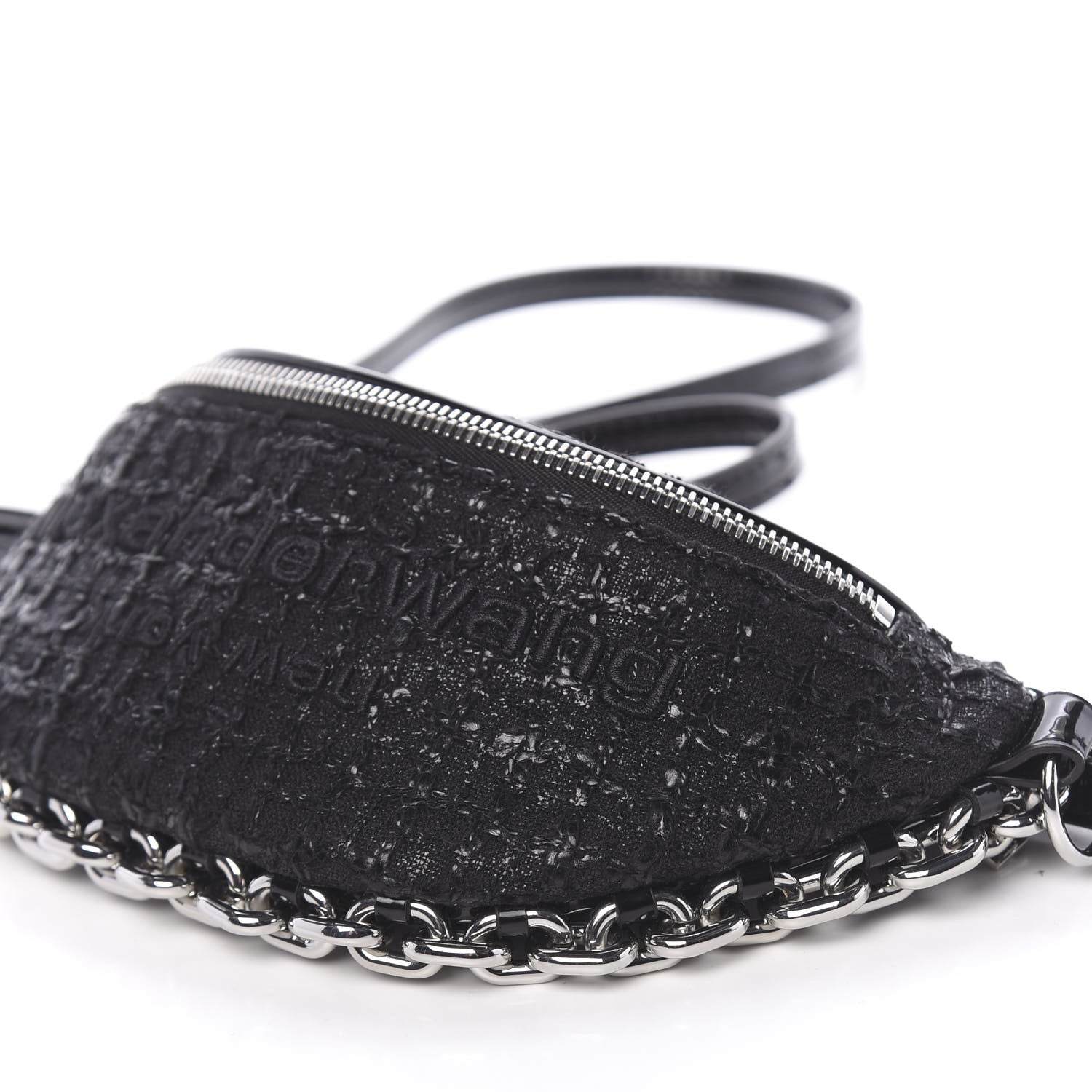 Alexander Wang Patent Tweed Chain Embellished Attica Belt Bag Black 11 of 11