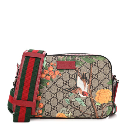 Gucci GG Supreme Monogram Tian Web Camera Bag Beige Multicolor Red 1 of 10