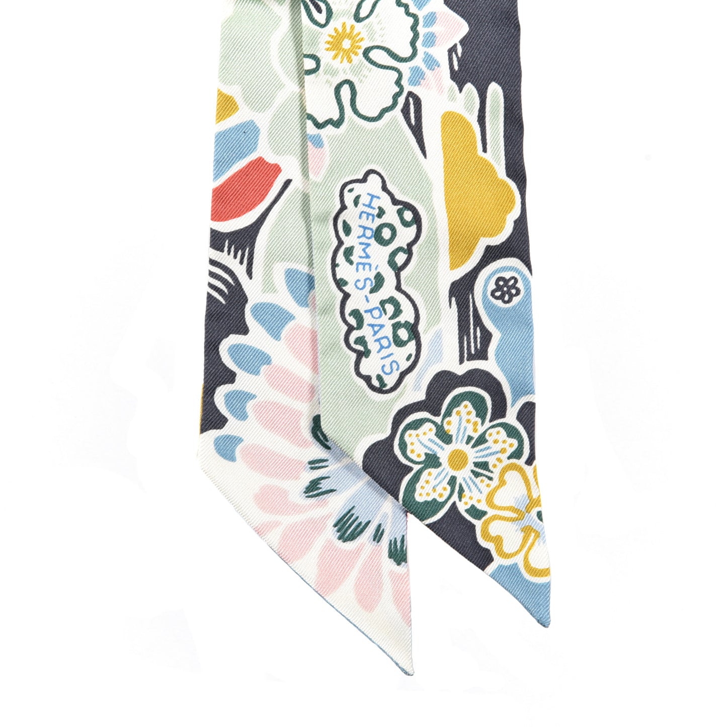 Silk Bingata Twilly Bleu Ciel Vert Rose
