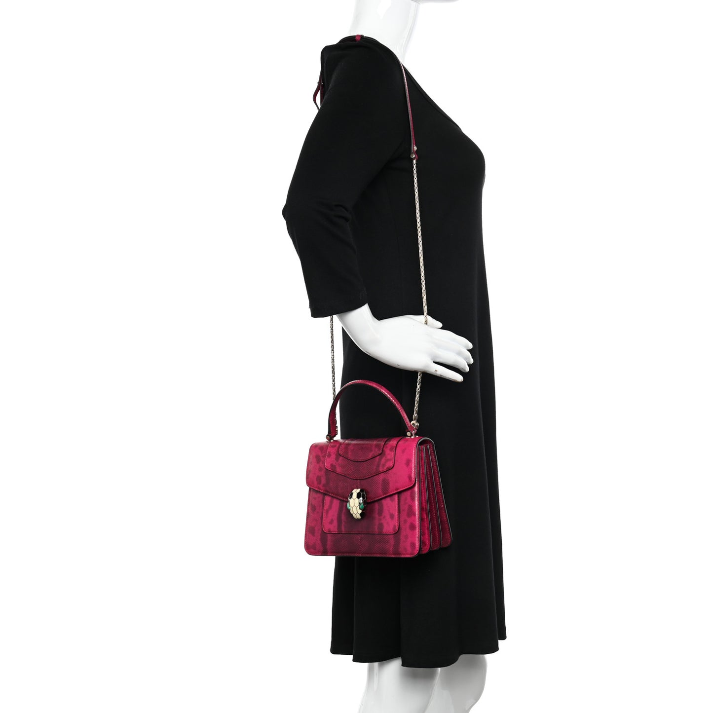Shiny Karung Serpenti Forever Top Handle Red
