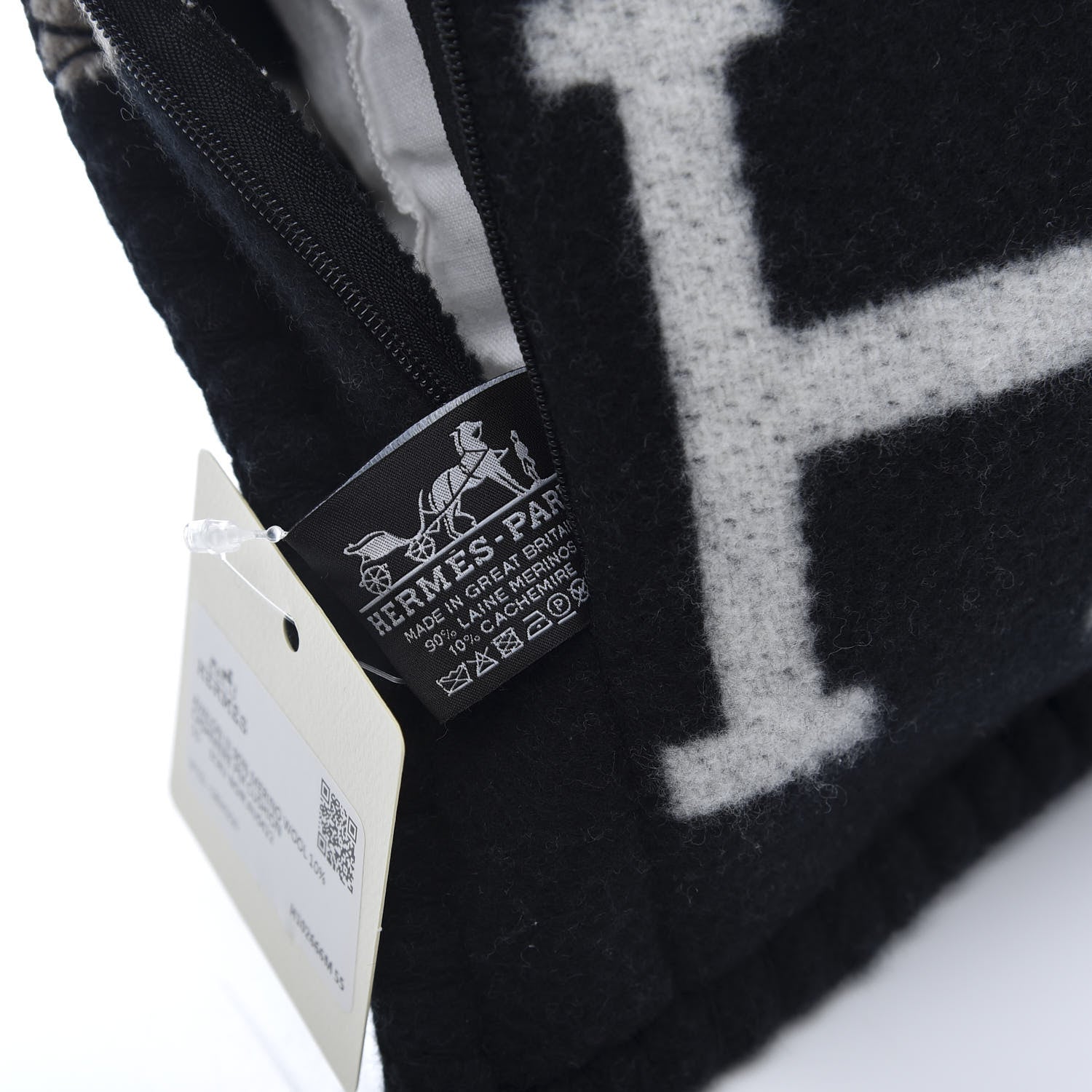 Hermes Wool Cashmere Avalon III Pillow PM Ecru Black 3 of 3