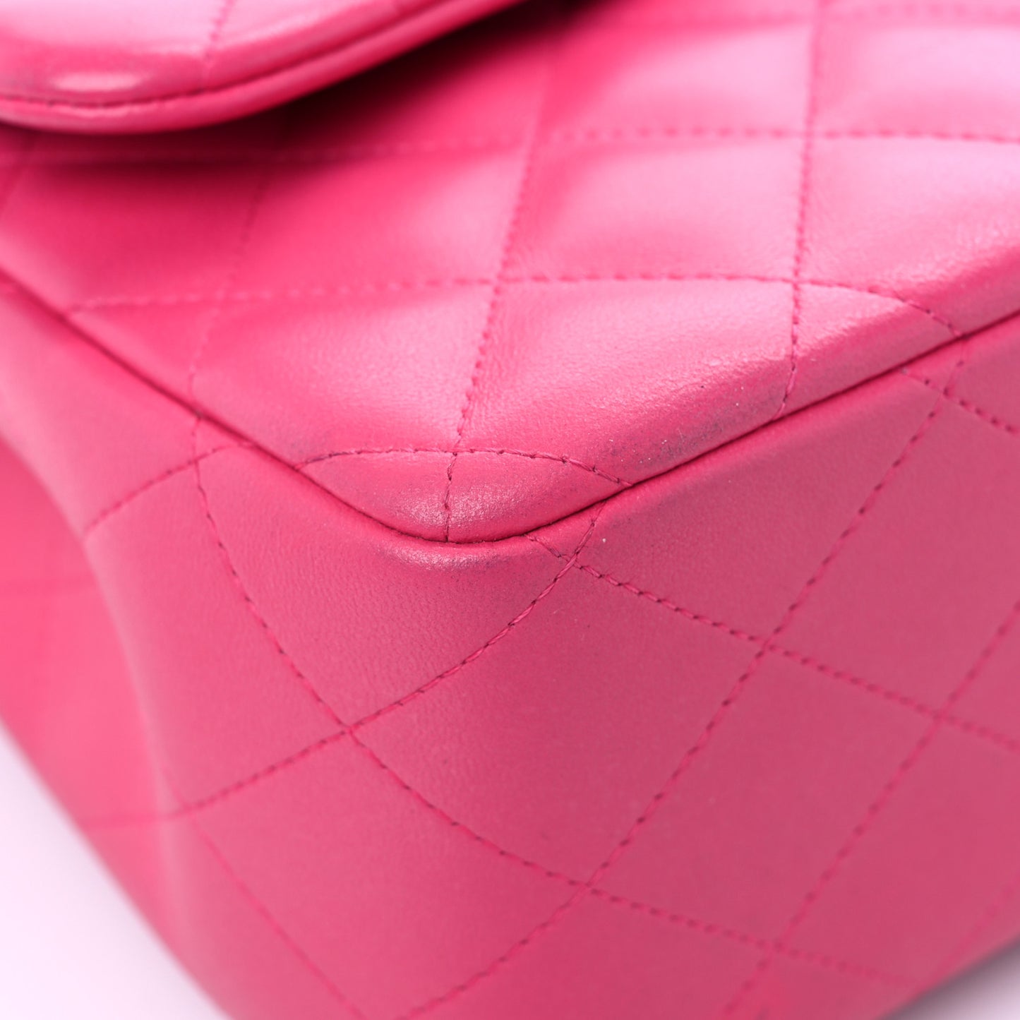 Lambskin Quilted Jumbo Double Flap Dark Pink