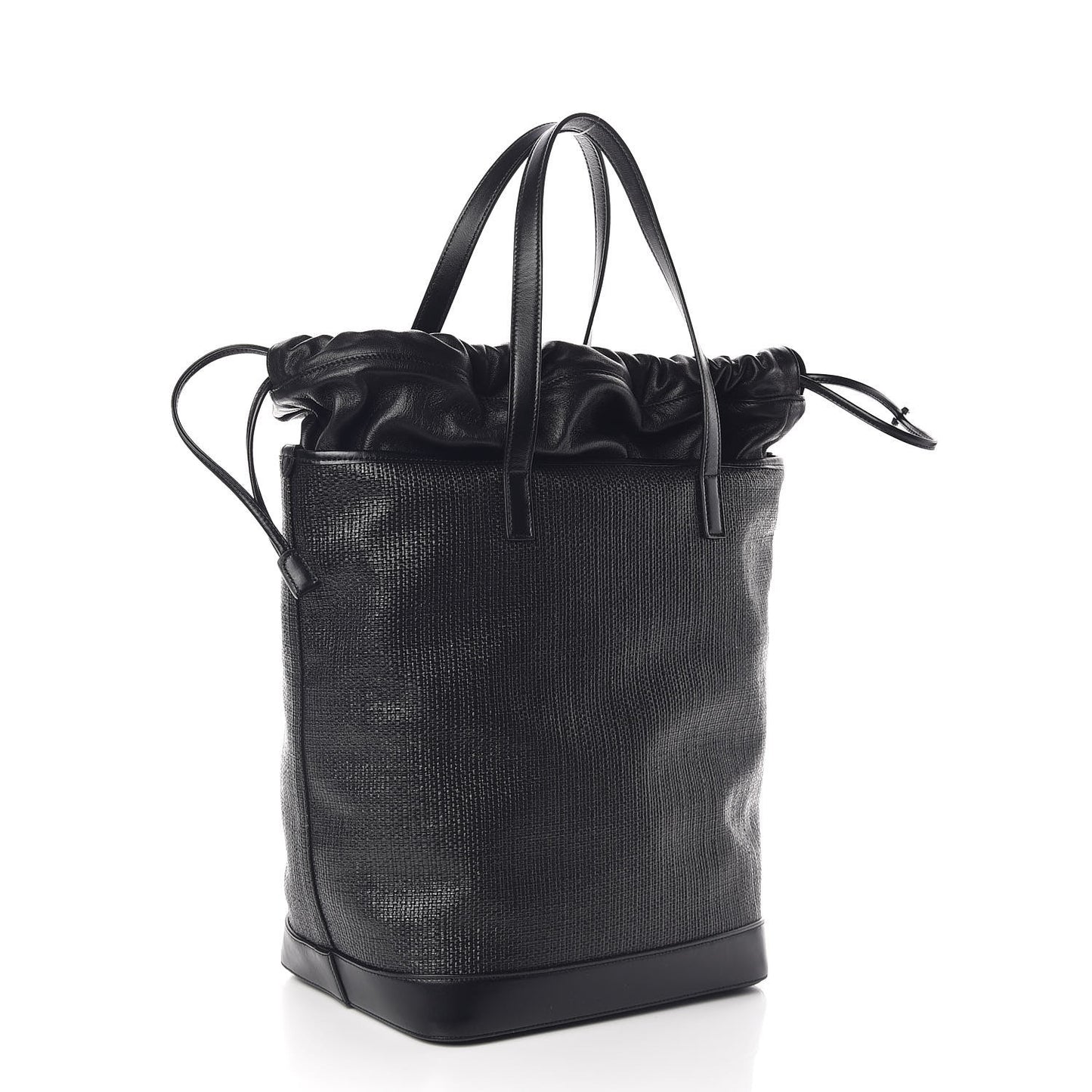 Linen Canvas Teddy Shopping Bag Black