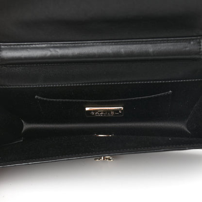 Chanel Lambskin Enamel Camellia Clutch With Chain Black 5 of 11
