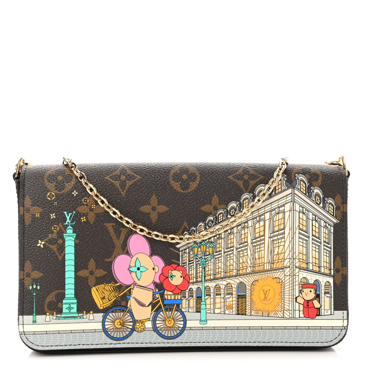 Monogram 2022 Christmas Animation Paris Pochette Felicie Chain Wallet Pink